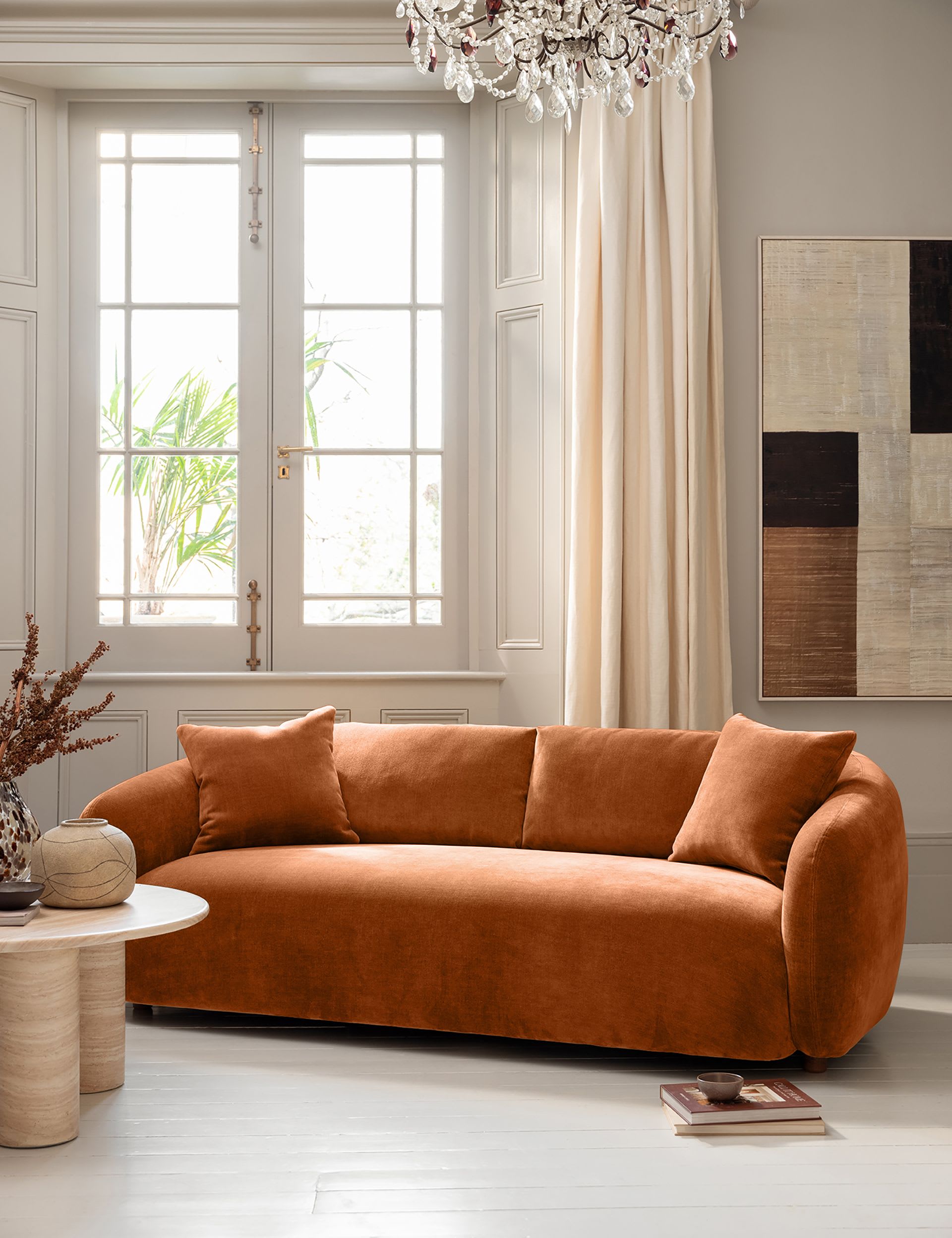 Cocoon Chenille 3 Seater Curved Sofa