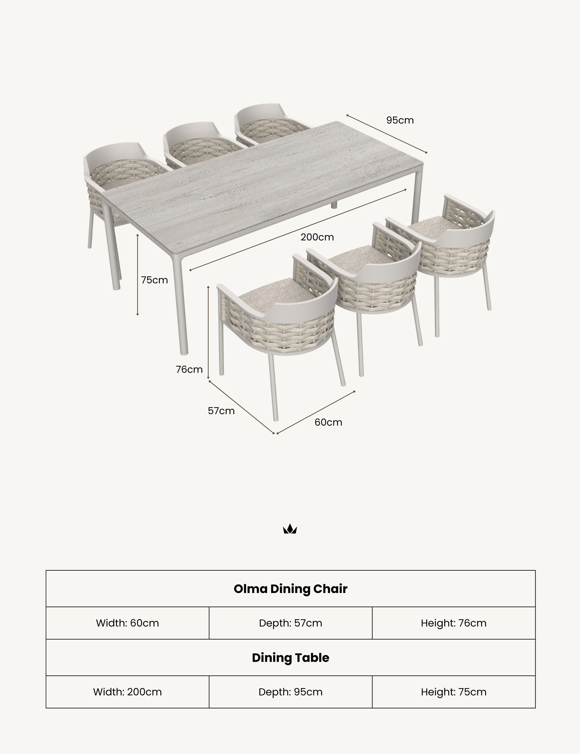 Olma 6 Seater Garden Dining Set - Image 3