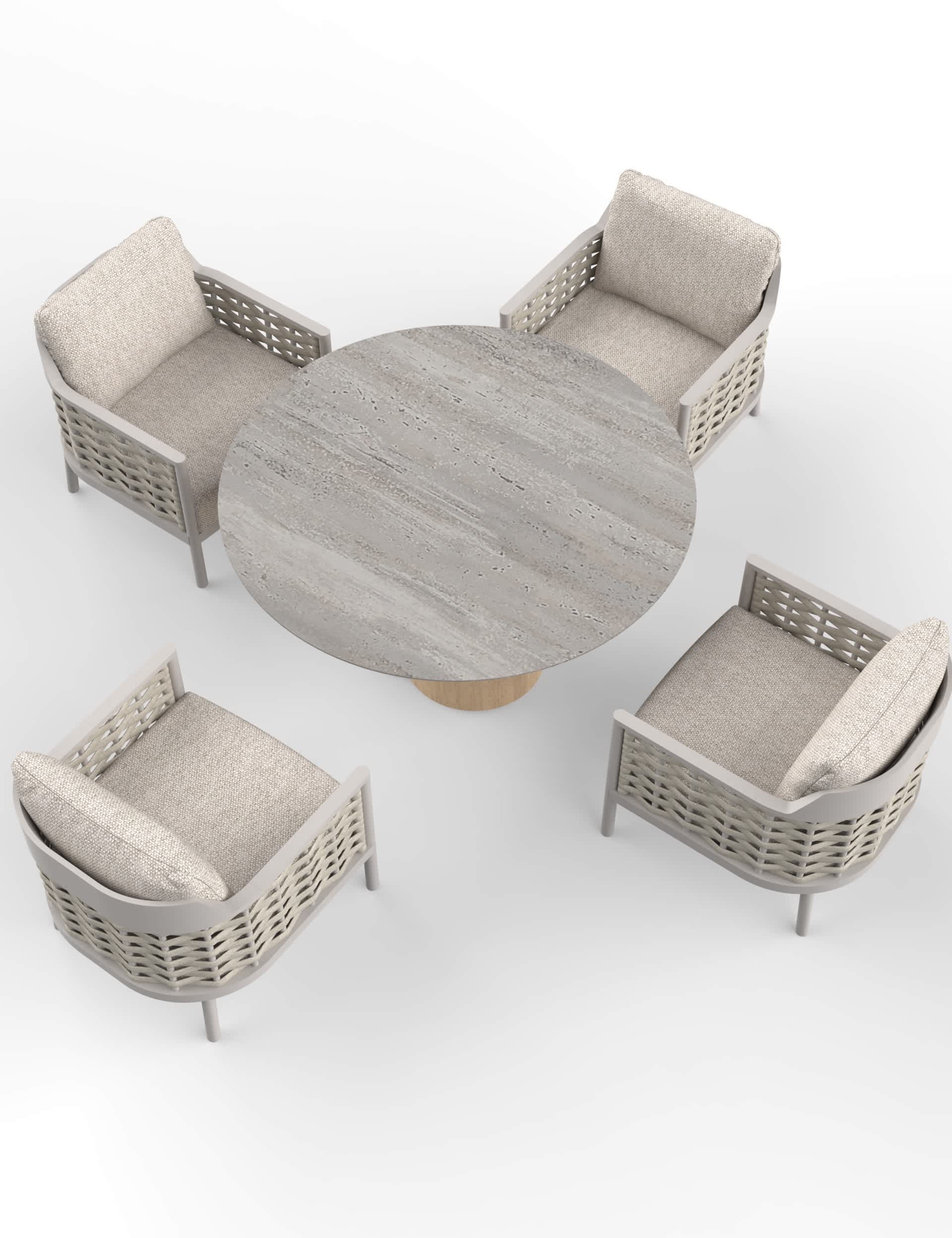 Olma Round Table and 4 Armchairs Dining Set - Image 2