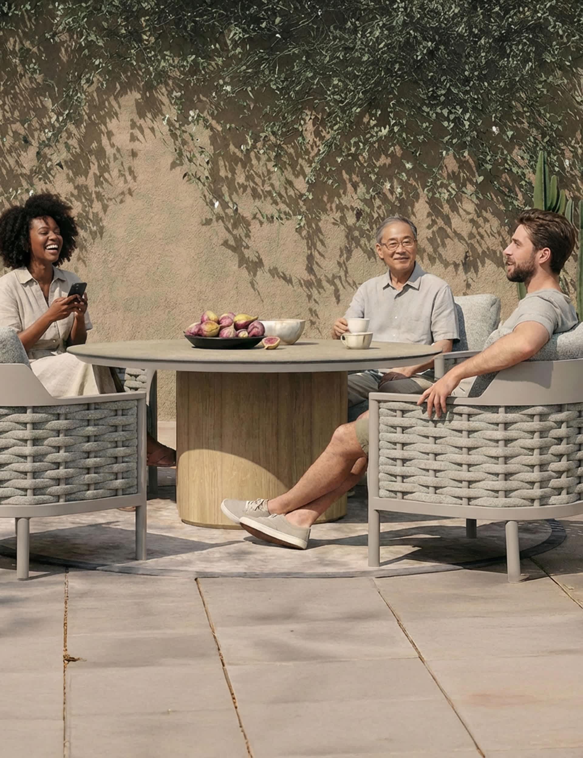Olma Round Table and 4 Armchairs Dining Set - Image 3