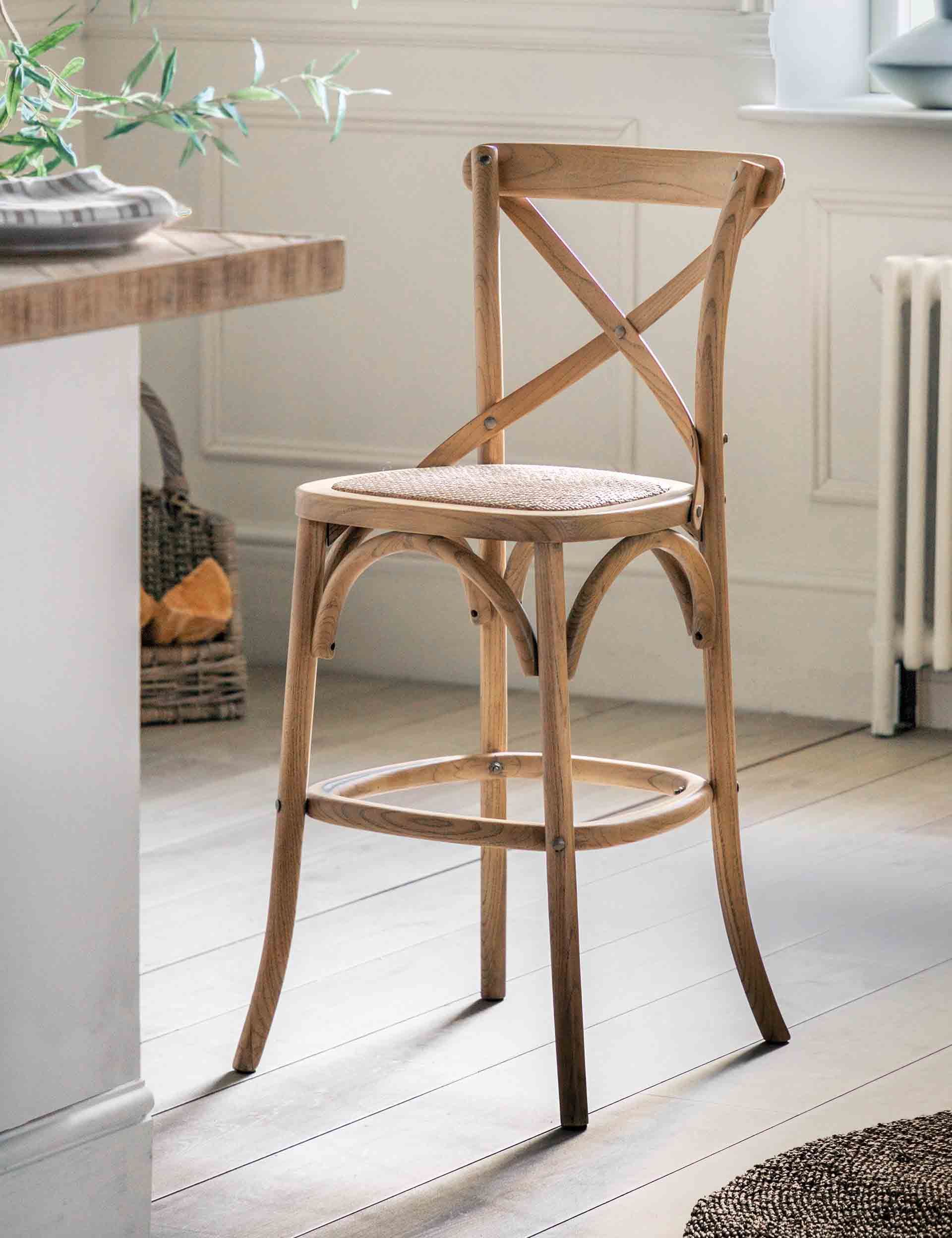 Set of 2 Rattan Bar Stools