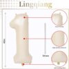 40 Inch Beige Number 1 Balloon for 1st Birthday Decoration, Large Self Inflating Cream Foil Number Balloons 0-9 for Boys Girls, White Sand 1 Helium...