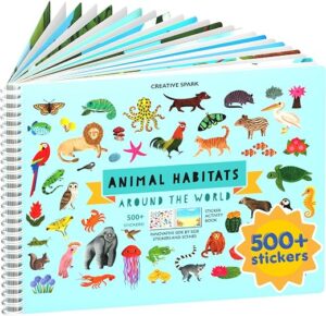 Animals Habitat 500+ Kids Sticker Book by Cupkin Toddler Airplane Travel Activity Coloring and Sticker Book, Road Trip Essentials, 12 Coloring...