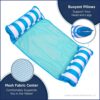 Aqua 4-in-1 Monterey Hammock Pool Float & Water Hammock, Multi-Purpose, Inflatable Pool Floats for Adults, Patented Thick, Non-Stick PVC Material,...
