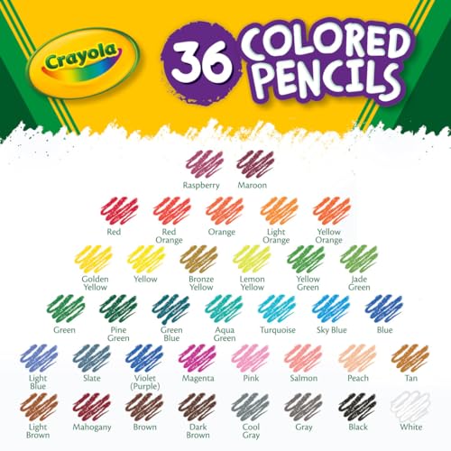 Crayola Colored Pencils (36ct), Kids Pencil Set, Pre-Sharpened Coloring Book Pencils for Kids & Adults, Arts & Crafts Supplies, Coloring Gift, Ages 3+ Crayola Colored Pencils (36ct), Kids Pencil Set, Pre-Sharpened Coloring Book Pencils for Kids & Adults, Arts & Crafts Supplies, Coloring Gift, Ages 3+