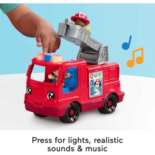 Fisher-Price Little People Toddler Toy Fire Truck Musical Push-Along Vehicle with 2 Figures for Pretend Play Ages 1+ Years Fisher-Price Little People Toddler Toy Fire Truck Musical Push-Along Vehicle with 2 Figures for Pretend Play Ages 1+ Years