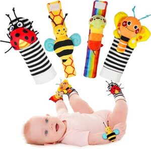 Infinno Baby Wrist Rattle Socks and Foot Finder Set, Perfect Baby Toys for 0-12 Months Newborn Boys and Girls As Shower Gifts, Garden Bug Series Infinno Baby Wrist Rattle Socks and Foot Finder Set, Perfect Baby Toys for 0-12 Months Newborn Boys and Girls As Shower Gifts, Garden Bug Series