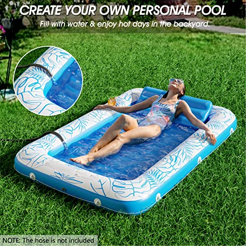 Inflatable Tanning Pool Lounger Float - Jasonwell 4 in 1 Sun Tan Tub Sunbathing Pool Lounge Raft Floatie Toys Water Filled Tanning Bed Mat Pad for...