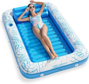 Inflatable Tanning Pool Lounger Float - Jasonwell 4 in 1 Sun Tan Tub Sunbathing Pool Lounge Raft Floatie Toys Water Filled Tanning Bed Mat Pad for...