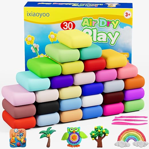 Ixiaoyoo Air Dry Clay, 30 Colors Modeling Clay for Kids, DIY Model Crafts Toys with Sculpting Tools, Soft & Non-Sticky, School Projects & Home... Ixiaoyoo Air Dry Clay, 30 Colors Modeling Clay for Kids, DIY Model Crafts Toys with Sculpting Tools, Soft & Non-Sticky, School Projects & Home...