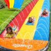 JAMBO Premium Triple Water Slide with 3 Bodyboards, 20Ft Heavy Duty Slip Splash and Slides-Advanced 3-Way Sprinkler System, Splash Pad Mat Backyard... JAMBO Premium Triple Water Slide with 3 Bodyboards, 20Ft Heavy Duty Slip Splash and Slides-Advanced 3-Way Sprinkler System, Splash Pad Mat Backyard...
