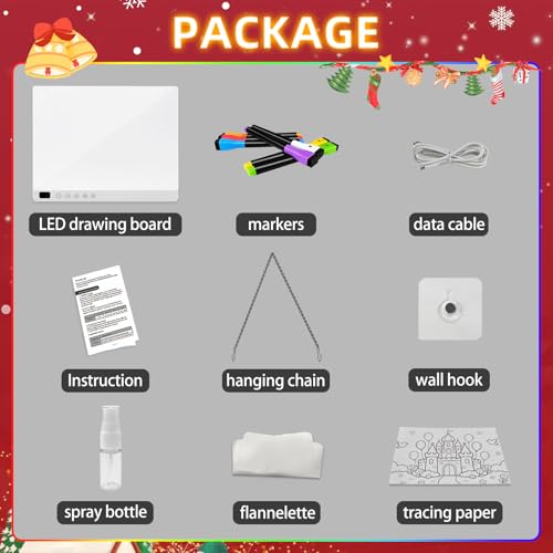 Led Drawing Board with 13 Light Effects, 16" Rechargeable Glow Doodle LED Note Board with Colors, Neon Light Up Drawing Tablet Gifts for Kids for...