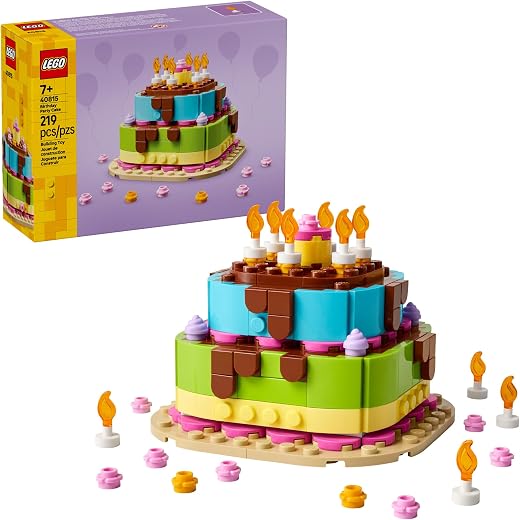 LEGO Birthday Party Cake - Building Toy for Boys & Girls, Ages 7+ - Birthday Decoration with 10 Candle Accessories - Craft for Kids - 40815 LEGO Birthday Party Cake - Building Toy for Boys & Girls, Ages 7+ - Birthday Decoration with 10 Candle Accessories - Craft for Kids - 40815