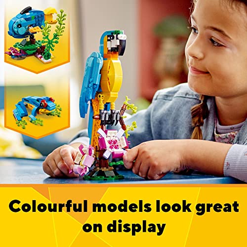 LEGO Creator 3 in 1 Exotic Parrot Building Toy Set, Transforms to 3 Different Animal Figures - from Colorful Parrot, to Swimming Fish, to Cute...