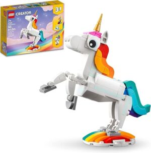 LEGO Creator 3 in 1 Magical Unicorn Toy, Transforms to Seahorse to Peacock, Rainbow Animal Figures, Unicorn Gift for Grandchildren, Girls and Boys,... LEGO Creator 3 in 1 Magical Unicorn Toy, Transforms to Seahorse to Peacock, Rainbow Animal Figures, Unicorn Gift for Grandchildren, Girls and Boys,...
