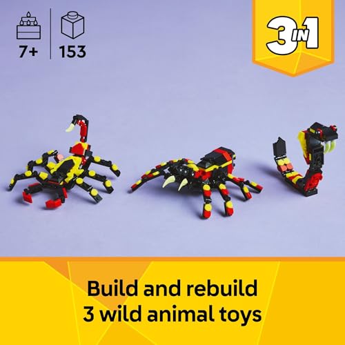 LEGO Creator 3 in 1 Wild Animals Surprising Spider Toy - Building Toy with 3 Build Options, Spider, Scorpion, or Snake - Animal Figures for Kids,... LEGO Creator 3 in 1 Wild Animals Surprising Spider Toy - Building Toy with 3 Build Options, Spider, Scorpion, or Snake - Animal Figures for Kids,...