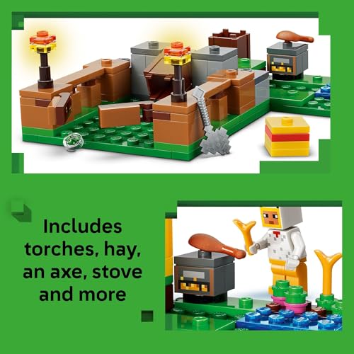 LEGO Minecraft Chicken Farm Building Toy for Kids - Video Game Playset & Figures for Boys & Girls, Ages 7+ - Gift for Birthdays - 21585 LEGO Minecraft Chicken Farm Building Toy for Kids - Video Game Playset & Figures for Boys & Girls, Ages 7+ - Gift for Birthdays - 21585