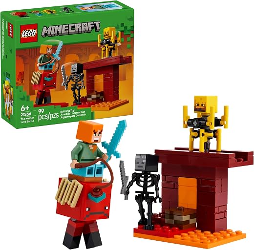 LEGO Minecraft The Nether Lava Battle Toy and Playset - Building Minecraft Toy for Kids, Ages 6+ - Alex, Wither Skeleton, Blaze and Strider Figures... LEGO Minecraft The Nether Lava Battle Toy and Playset - Building Minecraft Toy for Kids, Ages 6+ - Alex, Wither Skeleton, Blaze and Strider Figures...