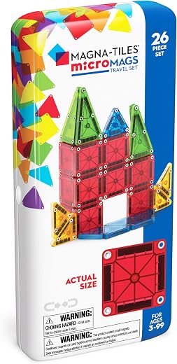 MAGNA-TILES microMAGS 26-Piece Travel Magnetic Construction Set – Bold Colors, The Original Magnetic Building Brand MAGNA-TILES microMAGS 26-Piece Travel Magnetic Construction Set – Bold Colors, The Original Magnetic Building Brand