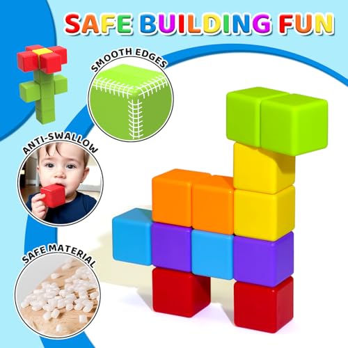 Magnetic Building Blocks Large, 1.65 inch Magnetic Stacking Cubes for Toddlers, Sensory & Montessori Toys for Boys & Girls 1 2 3 Years Old (12 PCS) Magnetic Building Blocks Large, 1.65 inch Magnetic Stacking Cubes for Toddlers, Sensory & Montessori Toys for Boys & Girls 1 2 3 Years Old (12 PCS)