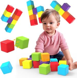 Magnetic Building Blocks Large, 1.65 inch Magnetic Stacking Cubes for Toddlers, Sensory & Montessori Toys for Boys & Girls 1 2 3 Years Old (12 PCS) Magnetic Building Blocks Large, 1.65 inch Magnetic Stacking Cubes for Toddlers, Sensory & Montessori Toys for Boys & Girls 1 2 3 Years Old (12 PCS)