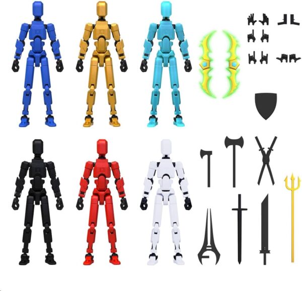 MerryXD 6 Pack Assembly Completed T13 3D Action Figure,Dummy Nova Titan Lucky 13 Action Figure 3D Printed Multi-Jointed Movable Toy MerryXD 6 Pack Assembly Completed T13 3D Action Figure,Dummy Nova Titan Lucky 13 Action Figure 3D Printed Multi-Jointed Movable Toy