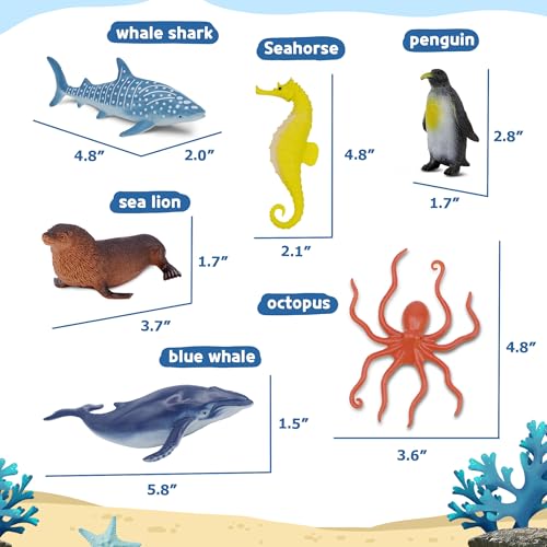 Ocean Sea Life Toy Figures Set for Kids, 12 PCS Realistic Marine Animals with Shark, Dolphin, Sea Turtle, Penguin, Seal, Clownfish, Crab, Ocean... Ocean Sea Life Toy Figures Set for Kids, 12 PCS Realistic Marine Animals with Shark, Dolphin, Sea Turtle, Penguin, Seal, Clownfish, Crab, Ocean...