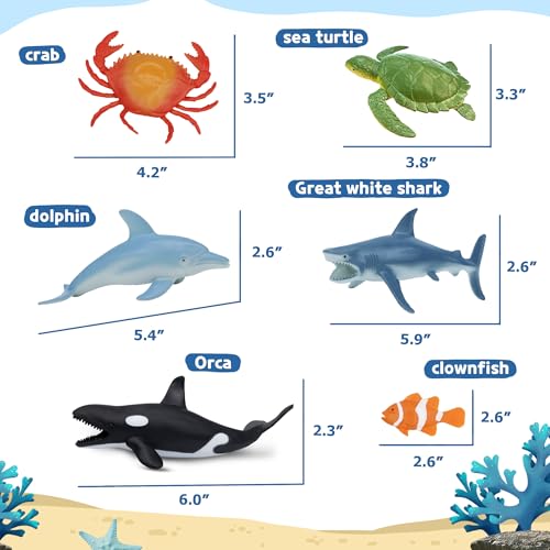 Ocean Sea Life Toy Figures Set for Kids, 12 PCS Realistic Marine Animals with Shark, Dolphin, Sea Turtle, Penguin, Seal, Clownfish, Crab, Ocean... Ocean Sea Life Toy Figures Set for Kids, 12 PCS Realistic Marine Animals with Shark, Dolphin, Sea Turtle, Penguin, Seal, Clownfish, Crab, Ocean...