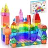 PicassoTiles 60 Piece Set 60pcs Magnet Building Tiles Clear Magnetic 3D Blocks Construction Playboards - Creativity Beyond Imagination,...