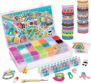 Rainbow Loom MEGA Combo Set, Features 7000+ Colorful Rubber Bands, 2 Step-by-Step Bracelet Instructions, Organizer Case, Great Gift for Kids 7+ DIY...