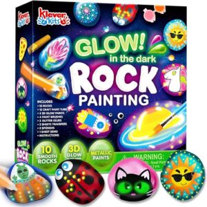 Rock Painting Kit- Glow in The Dark Rock Kit, Arts and Crafts for Kids Ages 6-12, Art Supplies Toy, Kids Craft Paint Kits, Arts & Crafts for Boys...