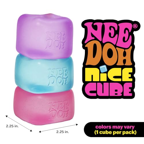Schylling NeeDoh Nice Cube - Sensory Squeeze Toy with Super Solid Squish - 2.25" Cube - Color May Vary (Pack of 1)