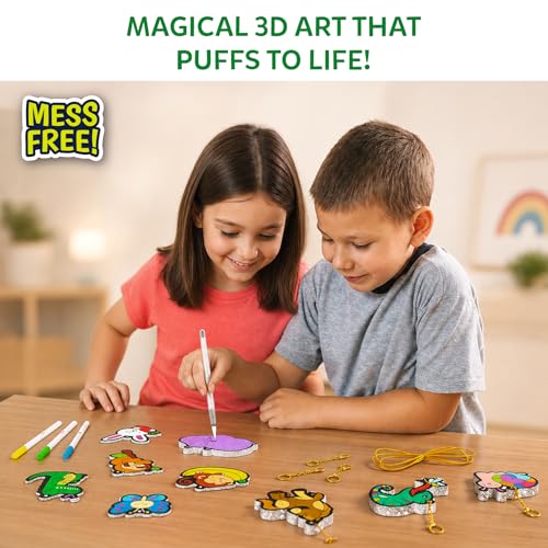 Skillmatics Aqua Puffs - 3D Art Kit, Animals, Mess-Free Paint by Number Craft for Kids, DIY Color Activity, Screen-Free Entertainment, Travel &...