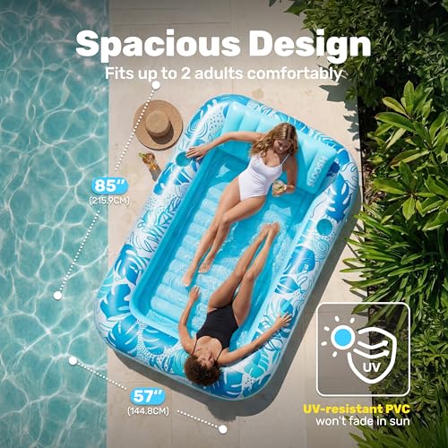 SLOOSH Inflatable Tanning Pool Lounger Float, 85" x 57" Extra Large Pool Floats Adult with Pillow, 4 in 1 Suntan Tub Raft Floatie,Sunbathing Bed... SLOOSH Inflatable Tanning Pool Lounger Float, 85" x 57" Extra Large Pool Floats Adult with Pillow, 4 in 1 Suntan Tub Raft Floatie,Sunbathing Bed...