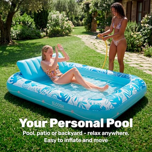SLOOSH Inflatable Tanning Pool Lounger Float, 85" x 57" Extra Large Pool Floats Adult with Pillow, 4 in 1 Suntan Tub Raft Floatie,Sunbathing Bed... SLOOSH Inflatable Tanning Pool Lounger Float, 85" x 57" Extra Large Pool Floats Adult with Pillow, 4 in 1 Suntan Tub Raft Floatie,Sunbathing Bed...