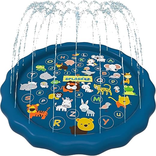 SplashEZ 3-in-1 Splash Pad, Sprinkler for Kids & Baby Pool for Learning – Toddler Sprinkler Pool, 60’’ Outside Water Toys – “from A to Z” Outdoor... SplashEZ 3-in-1 Splash Pad, Sprinkler for Kids & Baby Pool for Learning – Toddler Sprinkler Pool, 60’’ Outside Water Toys – “from A to Z” Outdoor...