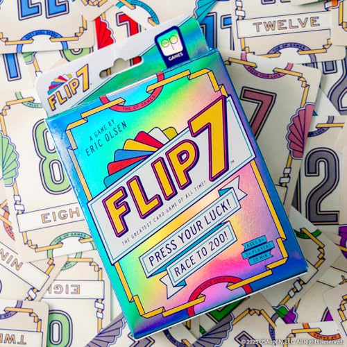 USAOPOLY Flip 7, The Ultimate Blend of Press Your Luck & Strategy, Fast-Paced Addictive Card Game,Quick to Learn & Easy to Teach,Perfect for Game... USAOPOLY Flip 7, The Ultimate Blend of Press Your Luck & Strategy, Fast-Paced Addictive Card Game,Quick to Learn & Easy to Teach,Perfect for Game...