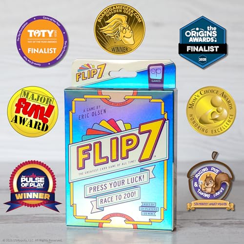 USAOPOLY Flip 7, The Ultimate Blend of Press Your Luck & Strategy, Fast-Paced Addictive Card Game,Quick to Learn & Easy to Teach,Perfect for Game... USAOPOLY Flip 7, The Ultimate Blend of Press Your Luck & Strategy, Fast-Paced Addictive Card Game,Quick to Learn & Easy to Teach,Perfect for Game...