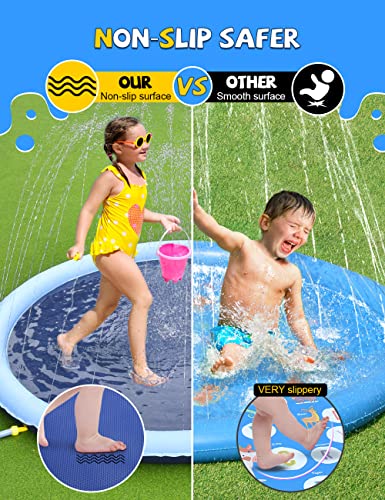 VISTOP 67" Non-Slip Splash Pad for Kids and Dogs, Thickened Sprinkler Pool for Toddlers, Outdoor Backyard Water Toys, Fun Fountain Play Mat for...