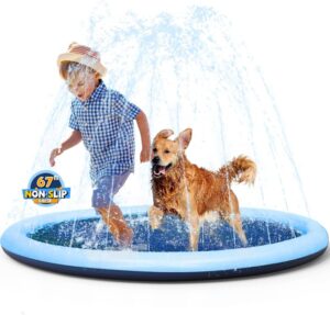 VISTOP 67" Non-Slip Splash Pad for Kids and Dogs, Thickened Sprinkler Pool for Toddlers, Outdoor Backyard Water Toys, Fun Fountain Play Mat for...