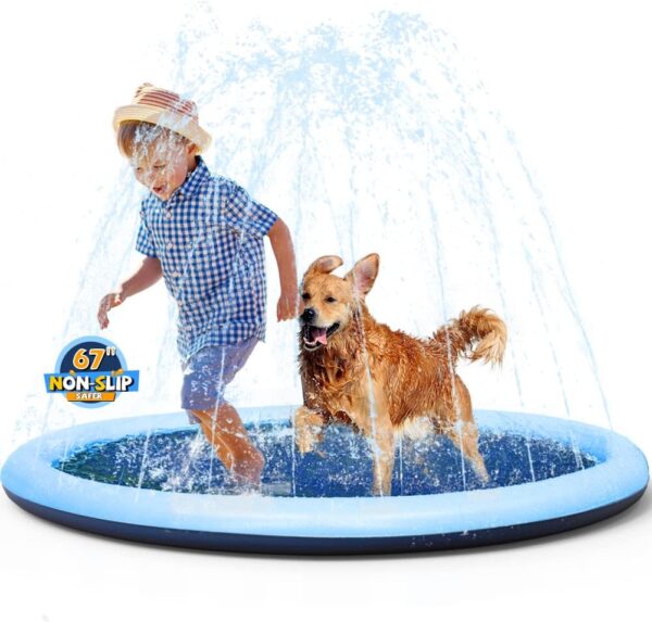 VISTOP 67" Non-Slip Splash Pad for Kids and Dogs, Thickened Sprinkler Pool for Toddlers, Outdoor Backyard Water Toys, Fun Fountain Play Mat for...