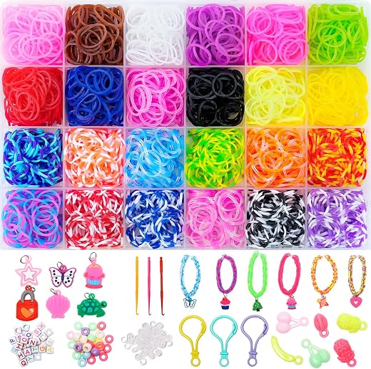 XKDOUS 24 Colors Rubber Band Bracelet Kit, Bracelet Making Kit for Art and Craft, Rubberband Bracelets kit for Kids Ages 6+ XKDOUS 24 Colors Rubber Band Bracelet Kit, Bracelet Making Kit for Art and Craft, Rubberband Bracelets kit for Kids Ages 6+